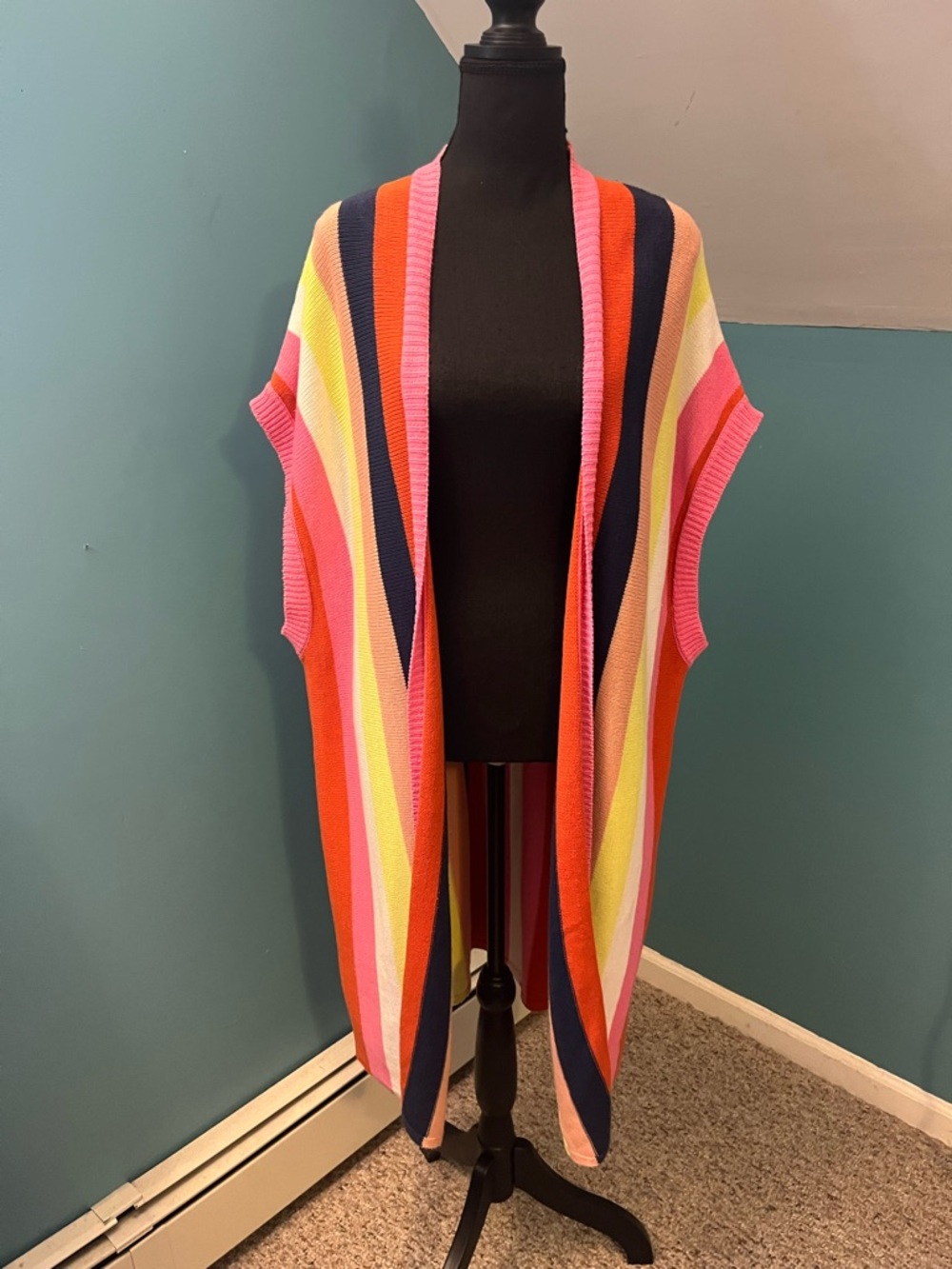 By Anthropologie Striped Kimono Cardigan Sweater One Size